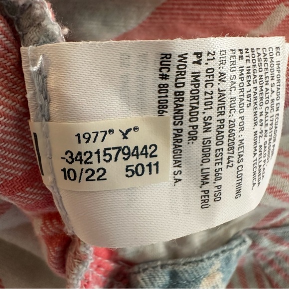 American Eagle Go Big Beach flannel oversized button up shirt in pink and blue M - Picture 13 of 15